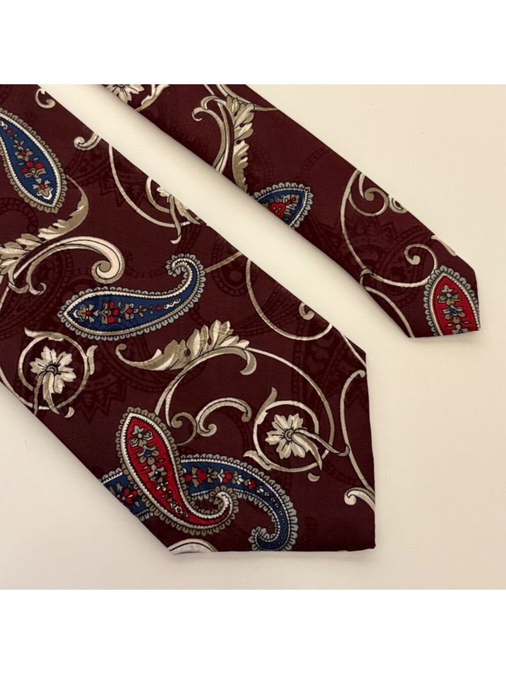 Ketch Polyester Mens Tie Burgundy Paisley Floral Luxury Necktie Office Work Gift
